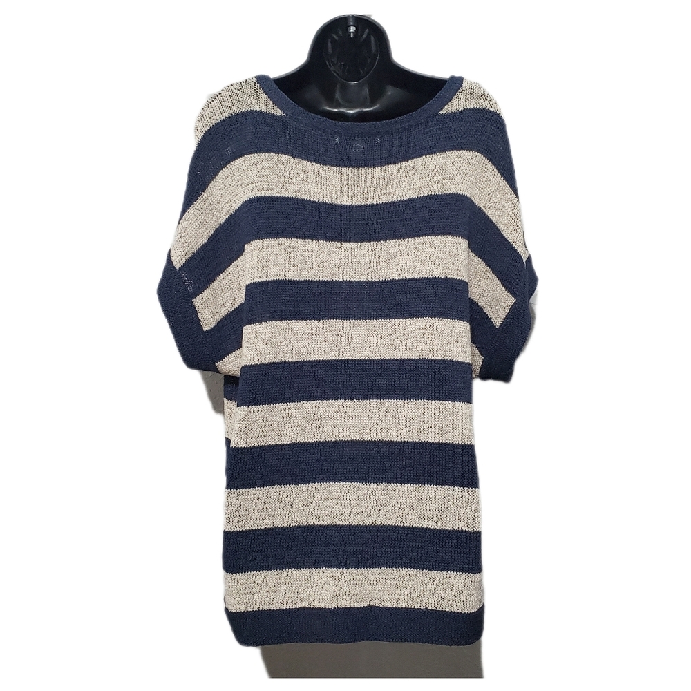 2/$30 WD.NY Women's Short Sleeve Striped Sweater Size 1X - Picture 2 of 8